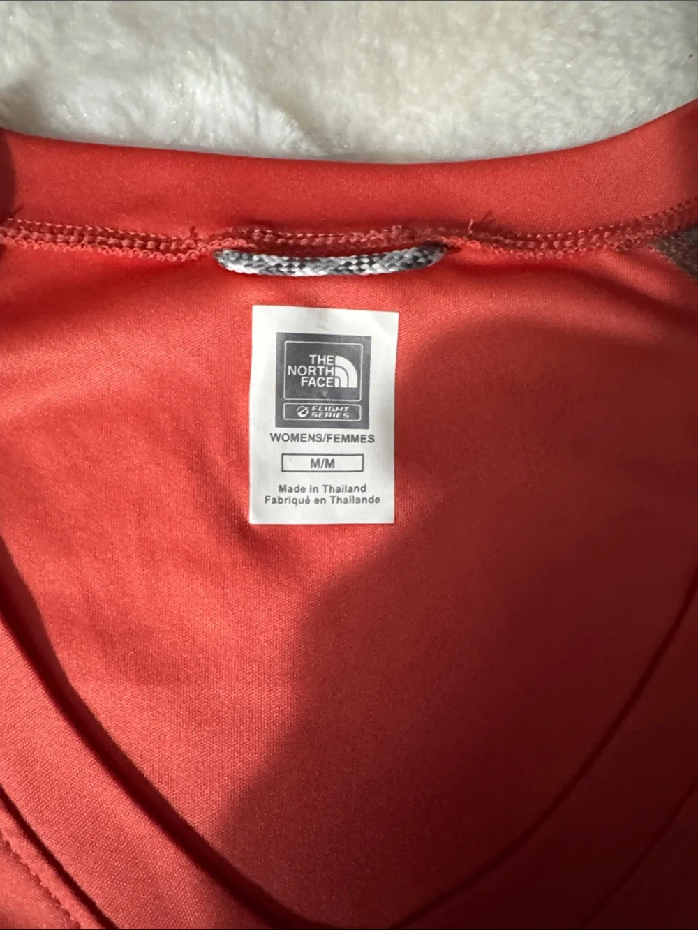 The North Face Red V-Neck Short Sleeve Performance Tee with Gray Panels - Picture 2 of 3